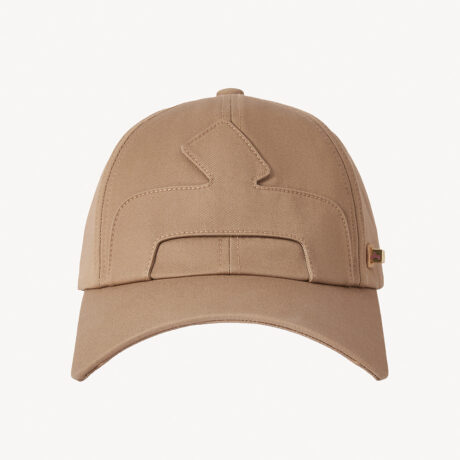Khaki Cotton Baseball Cap with Tile-Shaped Brim