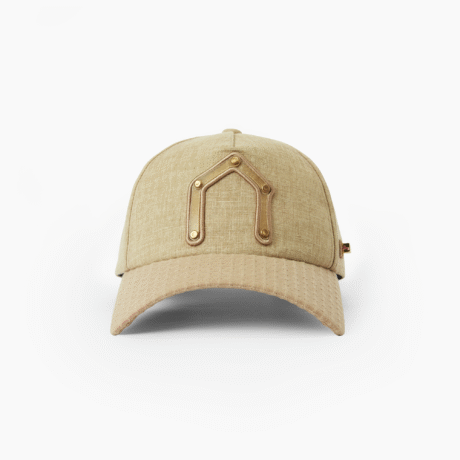 Cotton Trucker Hat with 3D Embroidery, Leather Patch Logo, Tile-Patterned Square Brim and High Crown