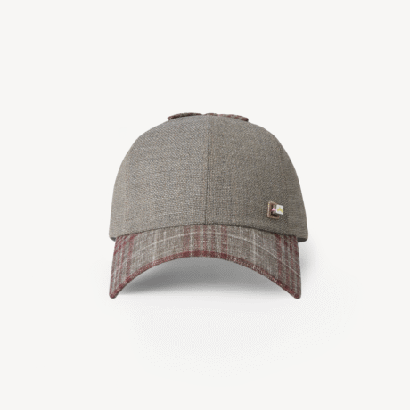 Cross-Detail Wool Check Tiled-Brim Cap
